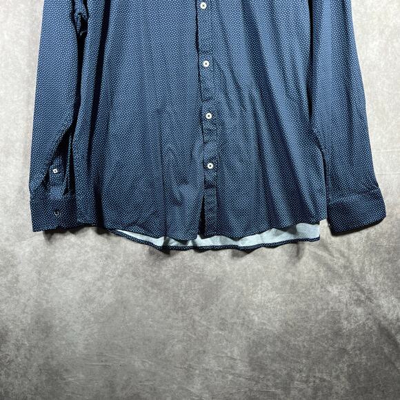 John Maverick Performance Shirt Mens Size 2XL Navy‎ Blue Diamond Print Button Up - Picture 3 of 9